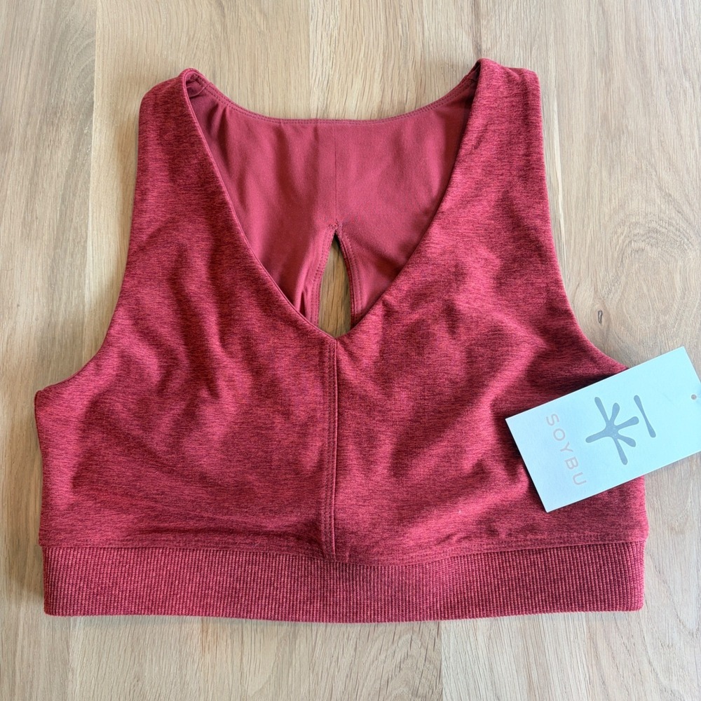 Soybu Sports Bra M Base Layer Sustainable Compression Performance Berry-Red